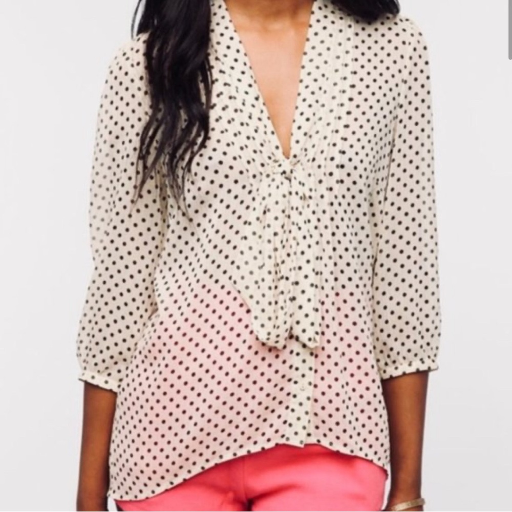 Pins and Needles polka dot blouse, cream and black, size small